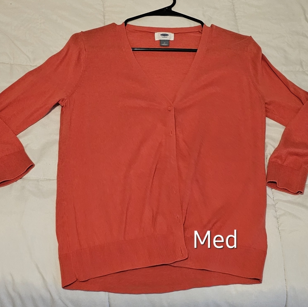 Old Navy Orange Cardigan, 3/4 sleeve Medium